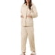 thumbnail image 2 of Conjunto de pijama de felpa esponjosa para mujer INSPIRE CHIC, suave y cálido, con botones, de manga larga, ropa de dormir con bolsillos, XL, beige, 2 of 6