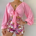 thumbnail image 1 of Puntoco Mujeres Moda Sexy Verano Casual Con Cordones V-Cuello Top Camisa Impreso Pantalones Cortos Conjunto De Dos Piezas Puntoco Puntoco-5348, 1 of 9