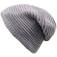 thumbnail image 4 of Slouchy and Baggy Urban Style Rasta Beanie, Knit Winter Hat - Unisex (Grey), 4 of 4
