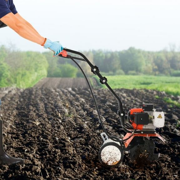 Commercial 43CC Heavy Duty Tiller Gas Powered Tiller Soil Cultivator 2 Stroke 1.25kw 8500rpm Used in Vegetable Gardens, Orchards for Loosening and Weeding