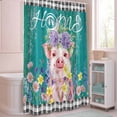 thumbnail image 6 of Bathroom Shower Curtain Farm Watercolor Flower Pink Pig Waterproof Shower Curtains with Hooks, Rustic Wood Grain Buffalo Bath Curtains Bathtub Curtain Home Decor 48x72in, 6 of 8