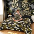 thumbnail image 3 of Manfei Minimalism Mosaic Queen Bedding, Countryside Camouflage Bedding Comforter Set Queen, Woodland Green, Black Reversible, 7pcs, 3 of 6