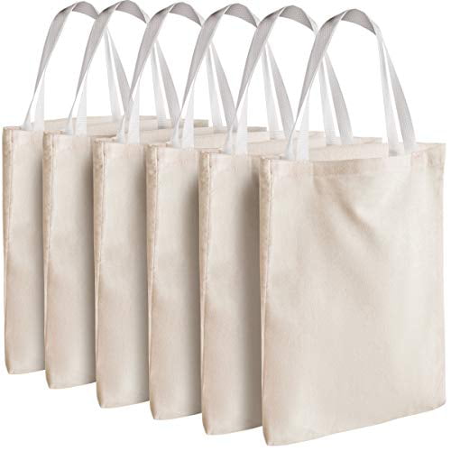 Natural Cotton for DIY Crafts Promotion Giveaways Canvas Tote Bags Birthday Bulk 12 Pack 13x11 Fabric Blank Tote Bags Gift Bag and Wedding or Reusable Grocery Bag by Bedwina