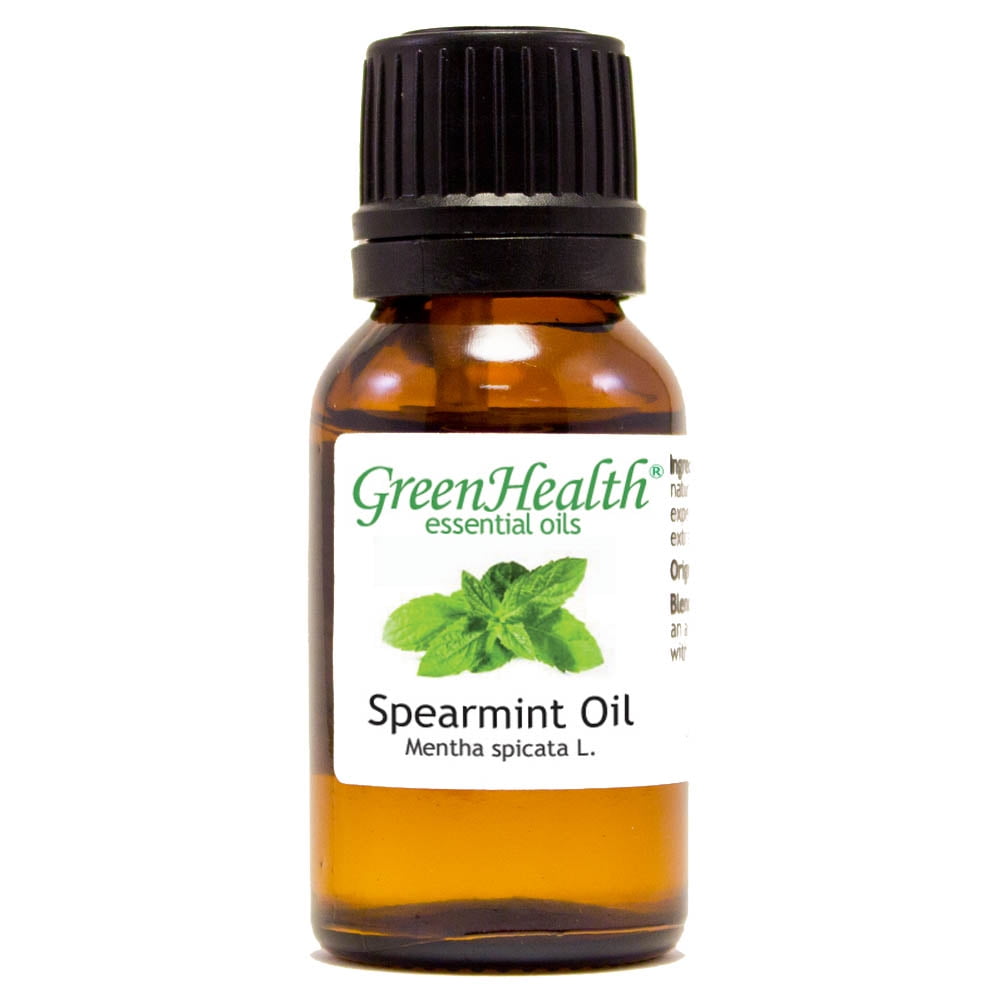 Spearmint Essential Oil - 1/2 fl oz (15 ml) Glass Bottle w/ Euro Dropper - 100% Pure Essential Oil by GreenHealth