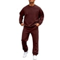 thumbnail image 2 of Dwellite Men’s 2 Piece Sweatsuit Set 2026 Crewneck Sweatshirt and Joggers Sets Casual Athletic Workout Lounge Outfit with Pockets Wine 2XL, 2 of 7