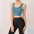 thumbnail image 6 of Toptie Women's Yoga Sports Bra, Padded Bra Vest Crop Tank Top for Workout Fitness (Black + Blue), 6 of 6