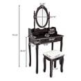 thumbnail image 3 of HSUNNS Vanity Desk with Reversible and Removable Mirror, Classical Makeup Desk with Cushioned Stool Set, Small Vanity Makeup Table with 4 Drawers for Bedroom, Brown, 3 of 9