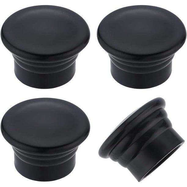 4 cubiertas para barras de cortina, remates negros para cortinas, tapas de plástico de 28 mm, cabezales decorativos de repuesto para postes de cortina.