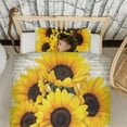 thumbnail image 3 of Sunflowers on Vintage Paper Duvet Cover and Pillowcase Set for Single Bedding, Bedroom Accessories for Kids Teens, 3 of 5