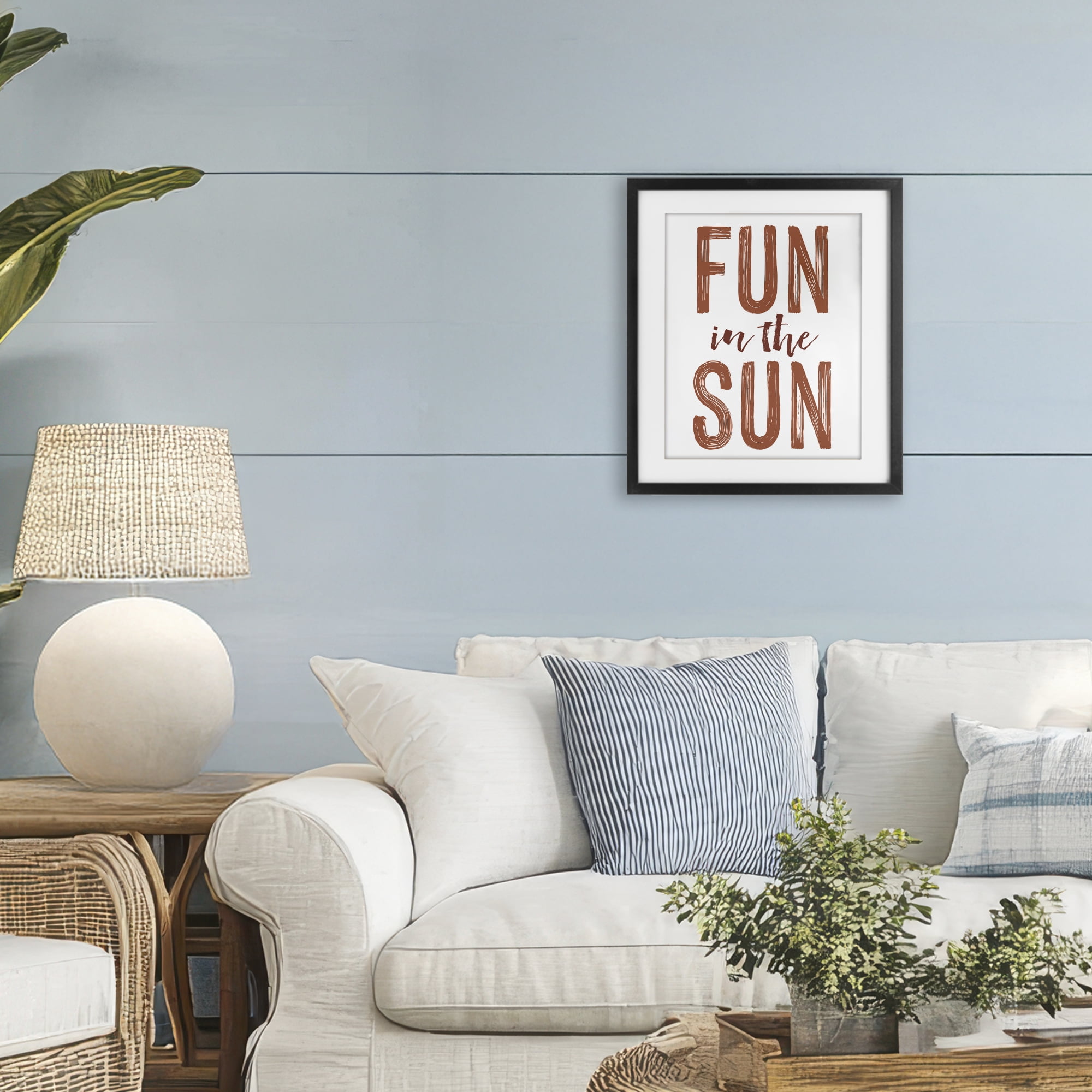 Summer Sentiment Fun In Sun Black Framed Print Under Glass, design by Lettered and Lined