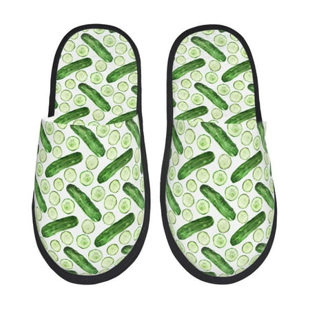 

Adobk Green Cucumber1 Print Slippers Indoor Outdoor Retro Slippers House Soft Fluffy Slides Cushion Furry Slippers-Large