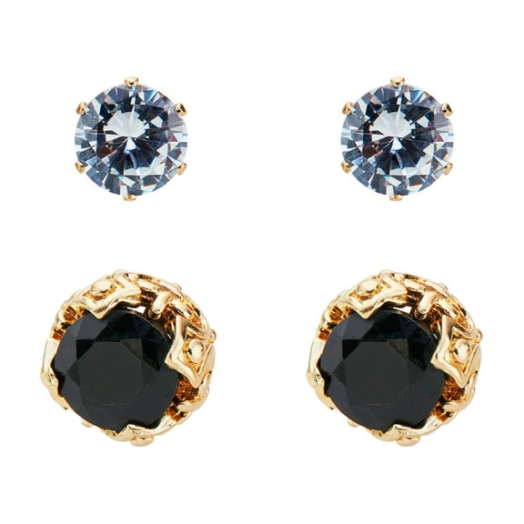 American Exchange Men's Alloy Gold/Black Earring Set