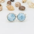 thumbnail image 2 of Earth Gems Jewelry Larimar Round Gemstone Cufflinks for Men - 925 Sterling Silver Jewelry, 2 of 5