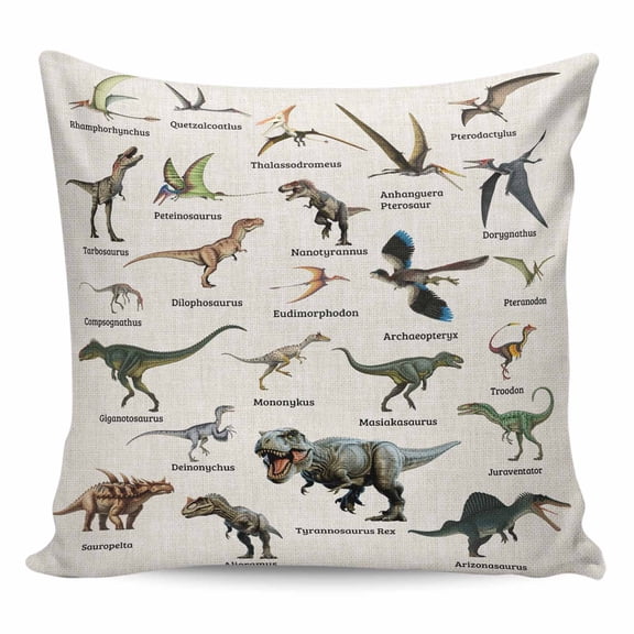 Dinosaurs Pillow Covers 24x24 Inch Decorative Throw Pillow Cover, Natural Primitive Wild Animals Beige Sofa Pillowcases Accent Cushion Case Home Decor Bedroom Living Room