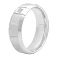 thumbnail image 2 of Steel Nation Jewelry Men’s Stainless Steel 8mm Diamond Accent Notched Wedding Band - Mens Ring, 2 of 2