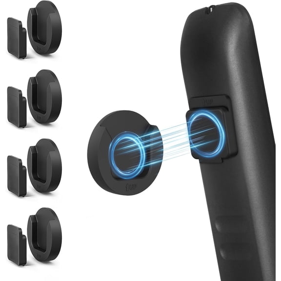4-Pack Magnetic Remote Control Holder with Strong Adhesive, No-Drill Wall Mount Organizer for TV/Fan/AC Remotes, Black Storage Caddy for Bedside, Office, RV