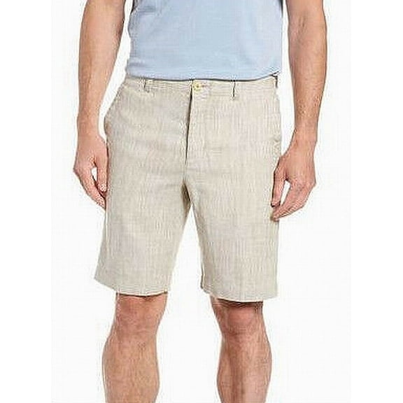 $99.50 Tommy Bahama Men's, Harbor Herringbone 10 inch Linen Short, Stone Khaki,M