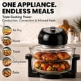 thumbnail image 3 of Granitestone 16Qt Large Glass Air Fryer Non Toxic – Family Sized Airfryer Cooker with 3 Cooking Levels, Stainless Steel Racks, Chicken, No Preheat, Self Cleaning, Dishwasher Safe, Black, 3 of 8