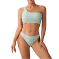 thumbnail image 2 of Fznquz 2 Piece Bathing Suits for Women Cheeky One Shoulder Swimsuit High Waisted Tummy Control Bathing Suit,M, 2 of 7