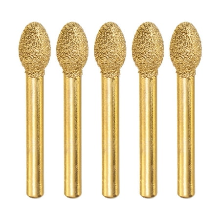 

5 Pack Diamond Mounted Point 10.5mm Brazed Grinder Oval Head 6mm Shank Grinding Rotary Bits