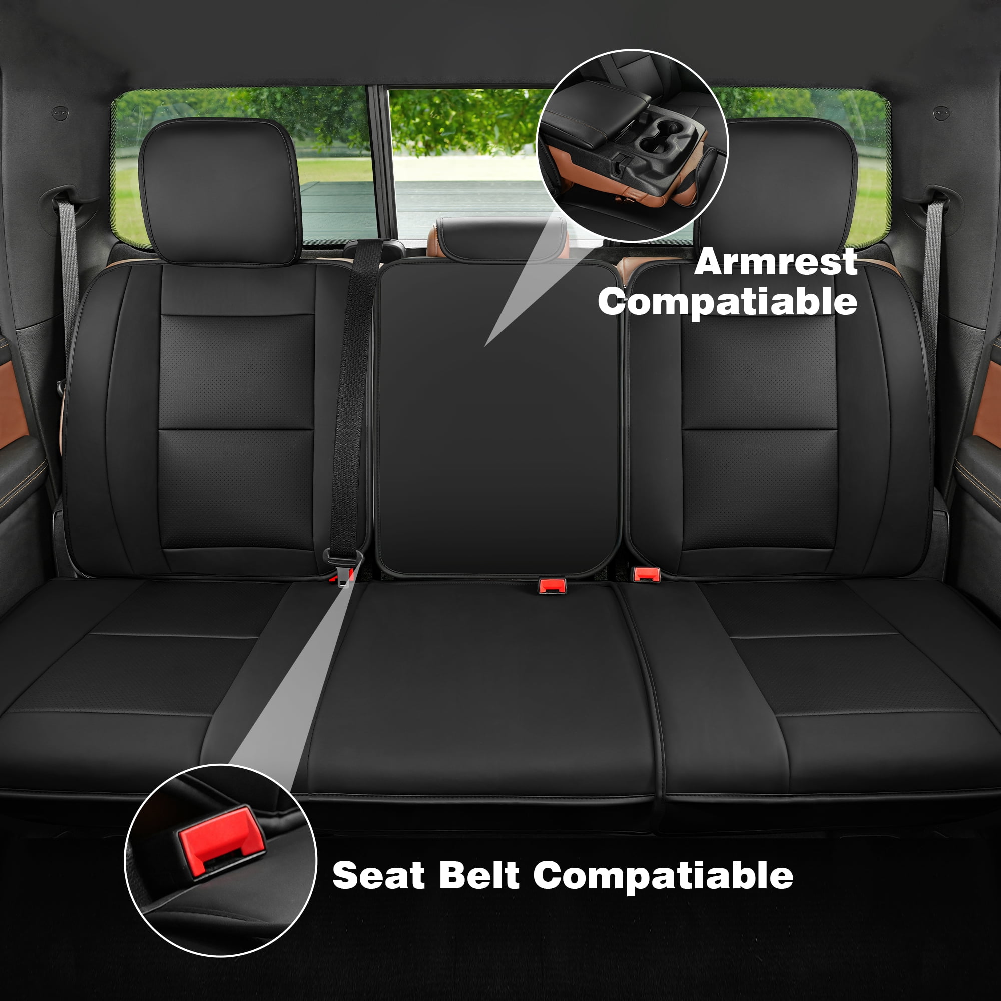 Full Set Truck Seat Covers for 2009-2018 & 2019-2025 for Dodge for Ram 1500, 2500, 3500 Crew Cab | Black for Dodge for Ram Accessories