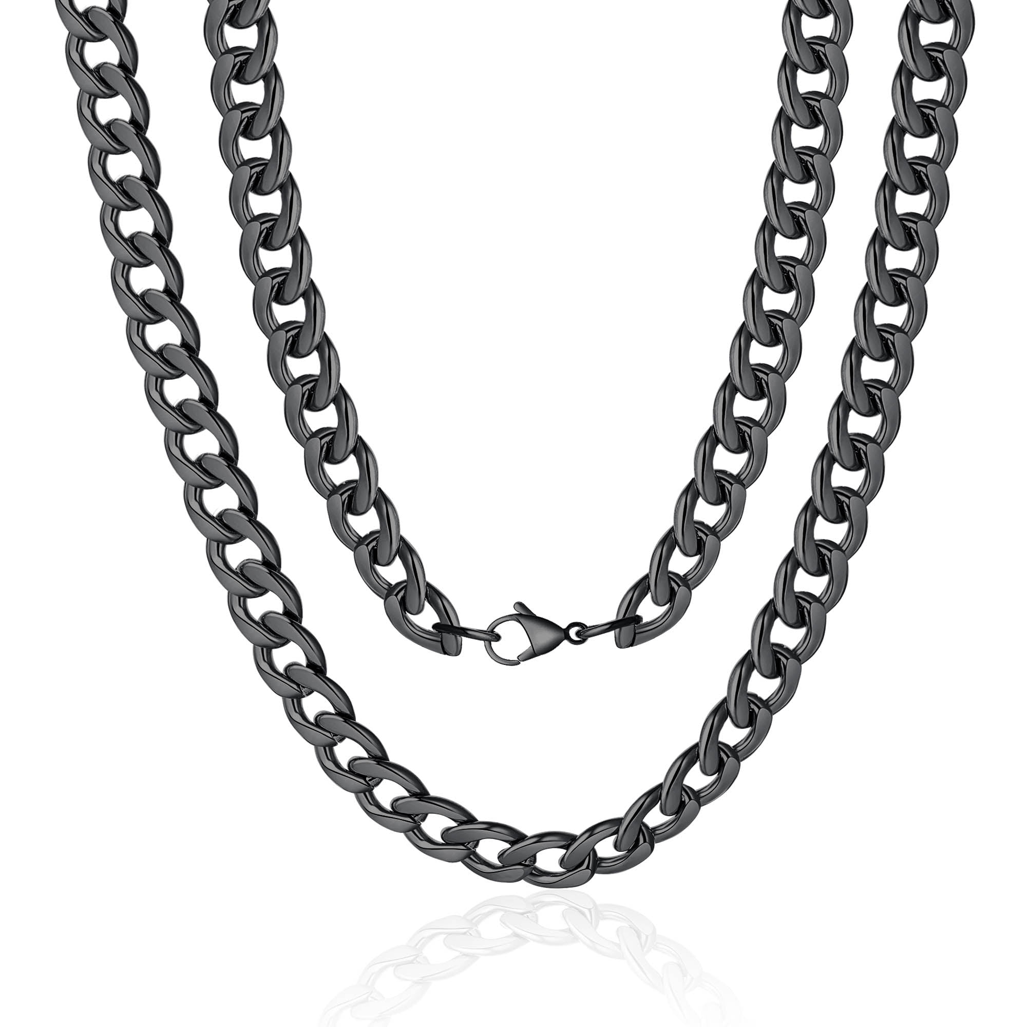MENS 5MM Gold/Black/Silver 16"~36" Stainless Steel Pearl Box Chain Necklace 