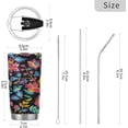thumbnail image 3 of SKYSONIC Floral Pattern Tumbler Stainless Steel Double Wall Vacuum Reusable Insulated Mug with Straw and Built-in Coaste for Cold and Hot Beverages, 12oz, 3 of 7
