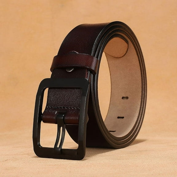 Zhuge 120cm 1.5" Width Men’s Genuine Leather Belt, Versatile Dress & Casual Leather Belt for Men, Durable Daily Wear & Formal Occasions Accessory, Brown F