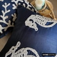 thumbnail image 5 of The HomeCentric Navy Blue Pillow Cover Floral Pillow Cover Throw Pillow Cover Pack of 2 12x12 inch (30x30 cm) Art Silk Square Pillow Cover Beaded Sea Horse Beach Sea Creatures - Navy Blue Sea Horse, 5 of 14