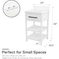 thumbnail image 2 of REALROOMS Pisa 20 Inch Bathroom Vanity with Carrera Countertop & 2 Storage Shelves, White, 2 of 9