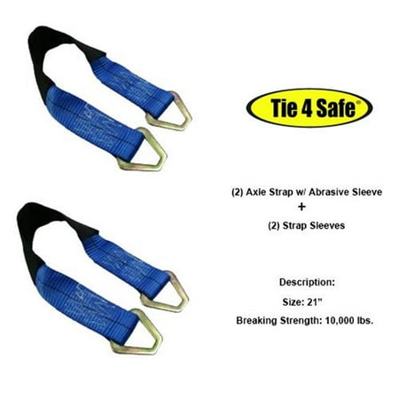 Tie 4 Safe 2 x 48 in. Axle Straps with Abrasive Sleeve & Delta Ring, Black - 20 Piece