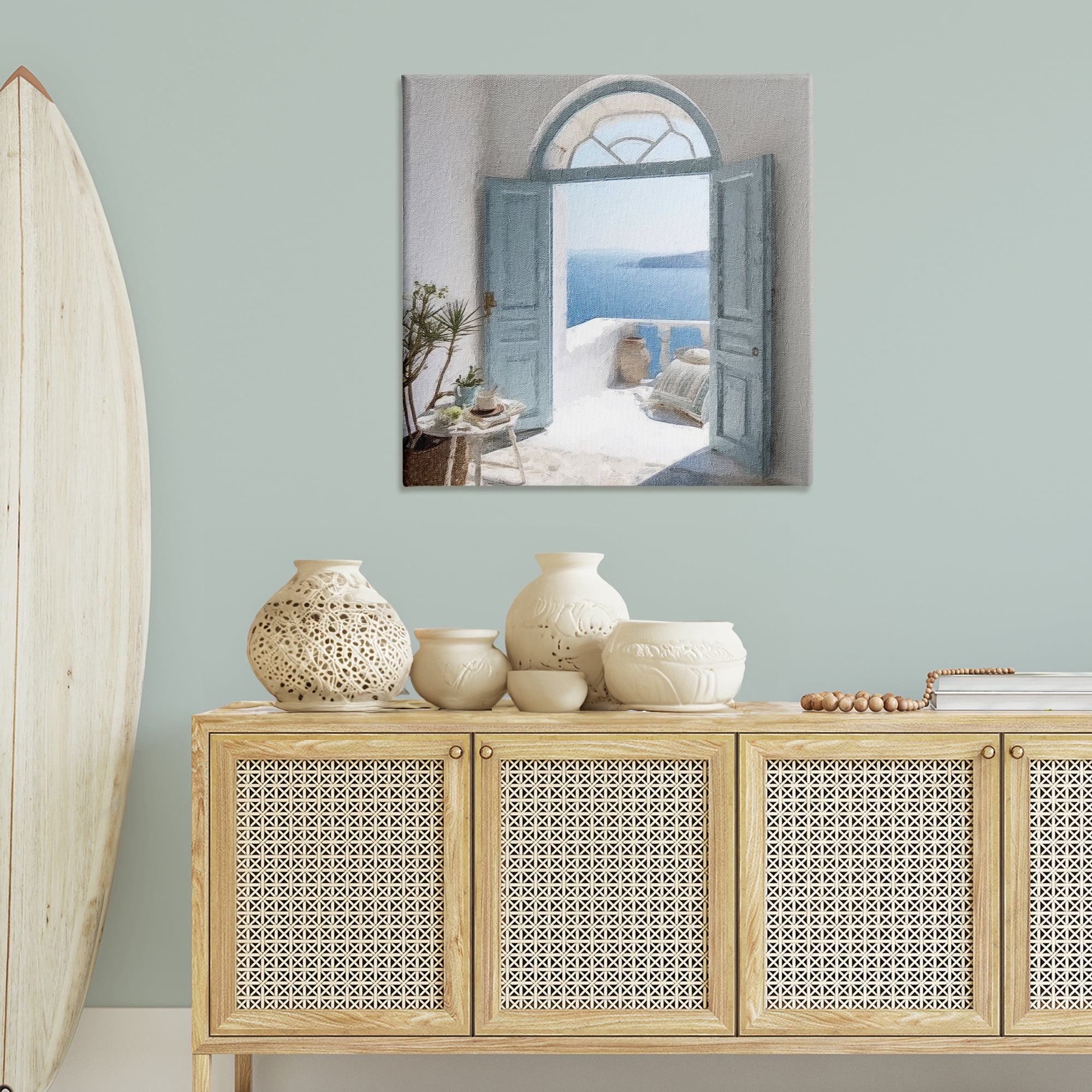 Stupell Industries Open Doorway to Sea Town & City Painting Gallery Wrapped Canvas Art Print Wall Art, 36 x 36