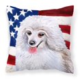 thumbnail image 1 of Almohada de lona Caroline's Treasures caniche blanco mediano bandera estadounidense, 1 of 1