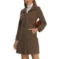 thumbnail image 2 of INSPIRE CHIC Faux Suede Coat for Women's Belted Long Zipper Jacket with Fashionable Design XS Coffee, 2 of 6