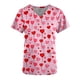 thumbnail image 2 of TaTaai Romantic Heart Print Women Scrub Blouse Premium Cotton Regular Fit Short Sleeve V Neck Functional Pocket Non See Through Nurse Work Daily Wear Gift, 2 of 5