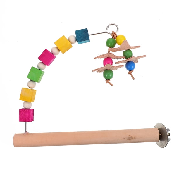 Percha de madera para loros, juguete para masticar, jaula para pájaros