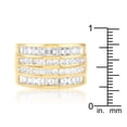 thumbnail image 3 of Precious Stars  Precious Stars Goldtone Princess and Baguette-Cut Cubic Zirconia 4-Row Wide Band, 3 of 4