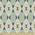 thumbnail image 1 of Folk Fabric by the Yard Upholstery, Style Diagonal Squares and Floral Motif in Soft Tones Classical Ornament, Decorative Fabric for DIY and Home Accents, Multicolor by Ambesonne, 1 of 5