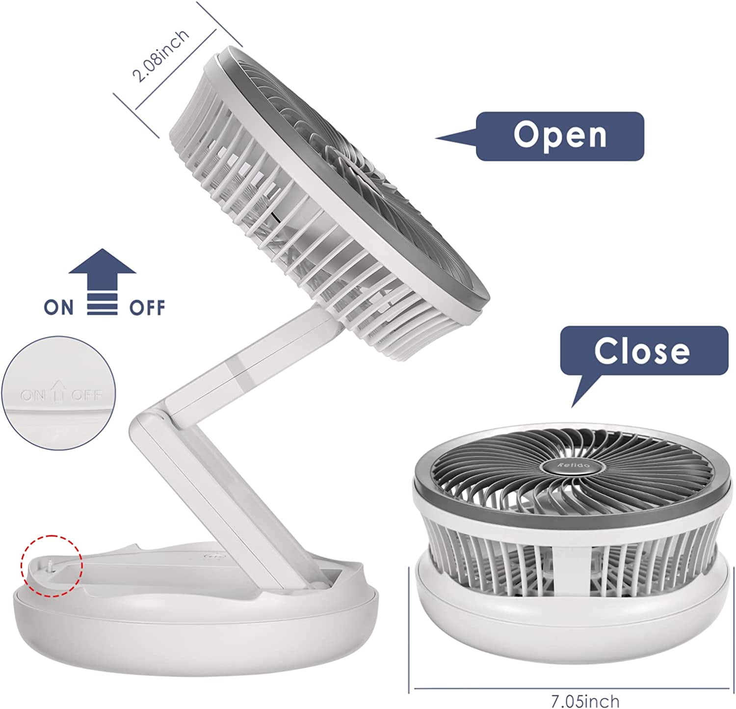 Gigicial 7 in 4-Speed USB Rechargeable Portable Camping Fan