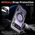 thumbnail image 4 of KOMI Magnetic Case for Google Pixel 9A with Rotatable Ring Holder [Compatible with MagSafe] Military Shockproof Kickstand Protective Case for Google Pixel 9A, Purple, 4 of 5