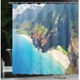 thumbnail image 4 of Ambesonne Hawaii Shower Curtain, Na Pali Coast Island, 69"Wx70"L, Blue Green Brown, 4 of 5