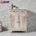 thumbnail image 3 of Hassch Rustic Bathroom Cabinet in Gray Wash, Compact Floor Storage Organizer with 1 Drawer & 2 Doors, Moisture-Resistant Wood Cupboard for Towels, Cleaning Supplies & Essentials, 3 of 6