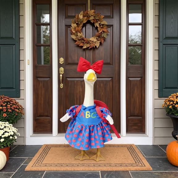 23"Back to School Porch Goose Outfit, Cute School‑Season Goose Clothing with Mini Backpack, Indoor Outdoor Porch Home Decoration Kit