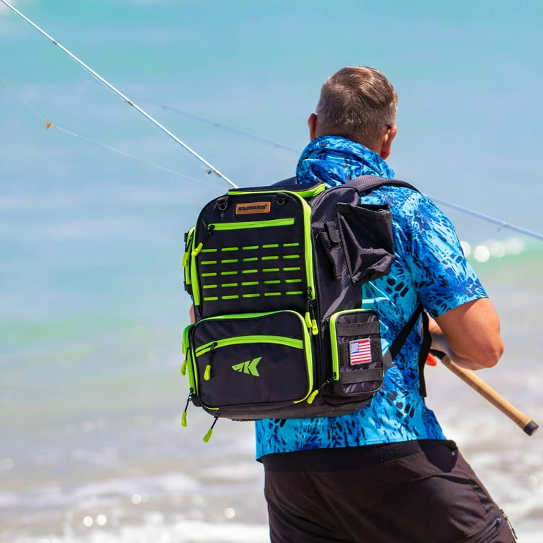 boss fishing tackle box KastKing Bait Boss Fishing Tackle Backpack with Rod Holders 4 Tackle Boxes