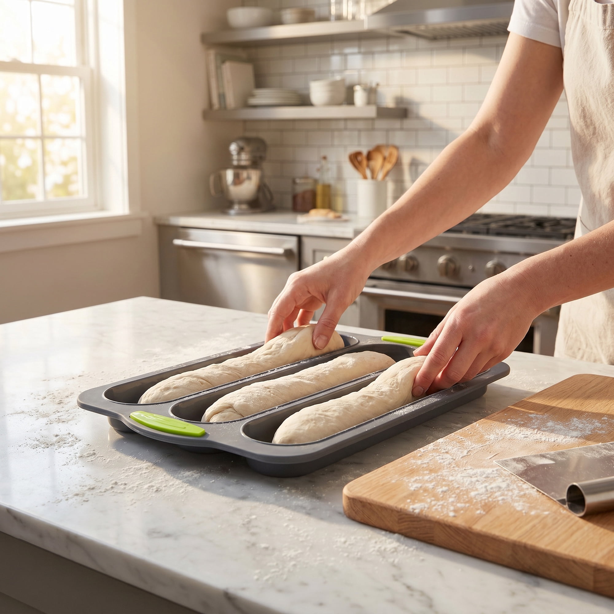 Unique Bargains Baking Pan 3-Loaf Speckled Ventilated Tray with Handles Gray 13"x9.1"x1"