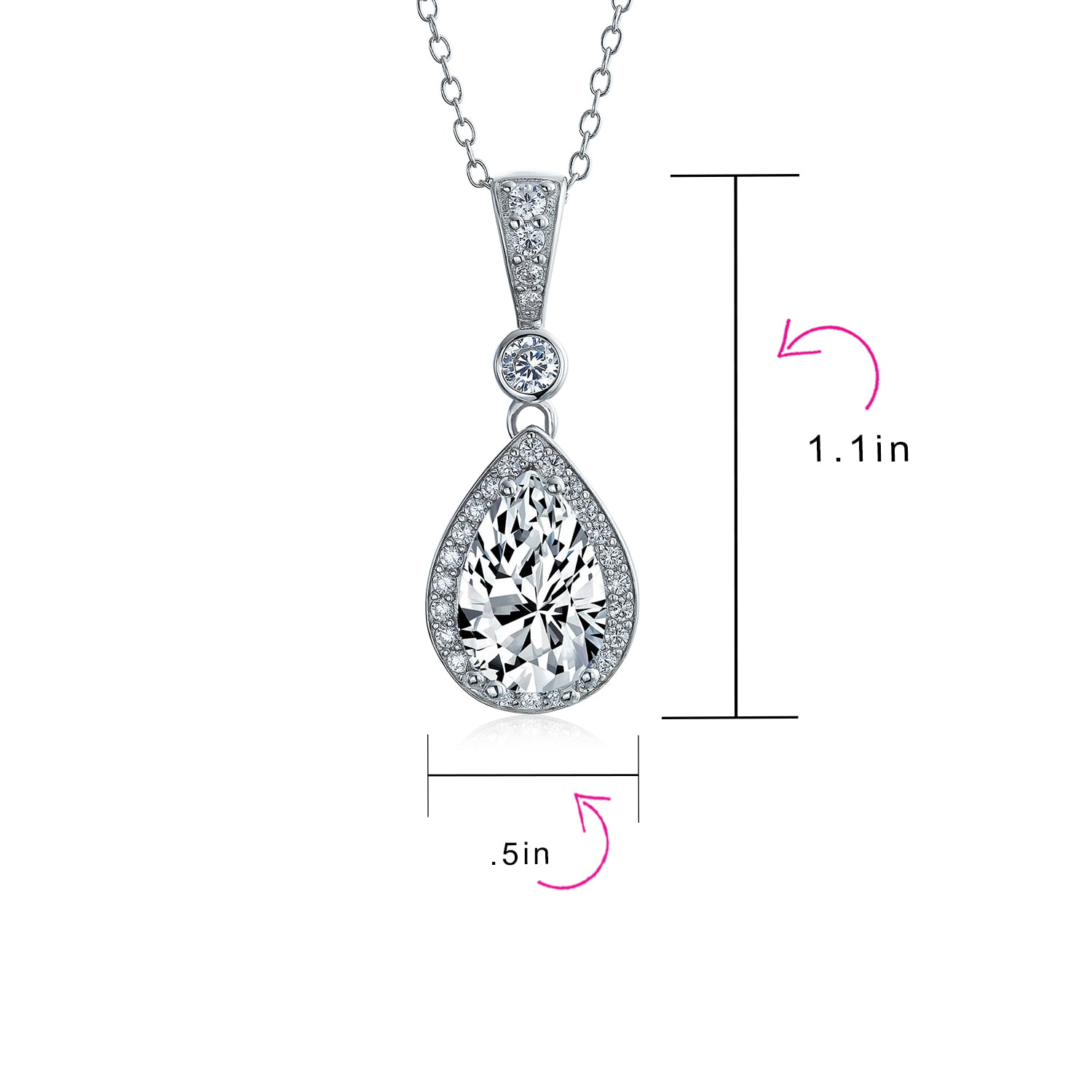Gorgeous 925 Silver Necklaces Pendants Cubic Zirconia for Women Wedding Jewelry 