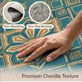 thumbnail image 6 of ODIKA 9'x12' Washable Area Rug Non-Slip, Chair-Friendly Mid Faded Century Symmetrical Repeating Ornamental Hallway Teal for Dining Room, Basement, Large Office, 6 of 7