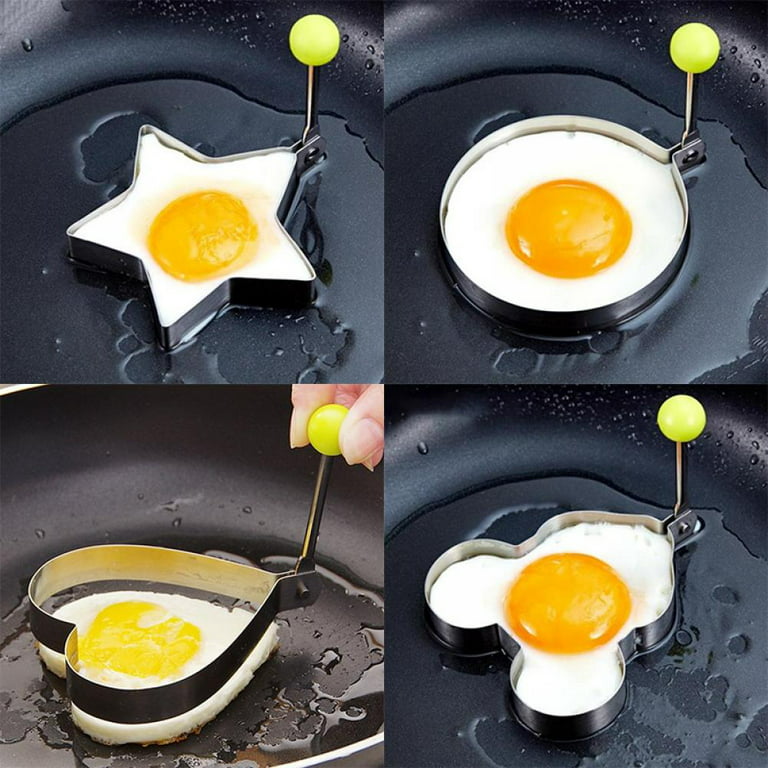 1 Set Egg Rings For Frying Pan Round Egg Mold With Oil Brush, Egg