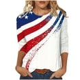 thumbnail image 2 of Vetsdori Womens Plus Size 3/4 Sleeve T Shirts Summer Pullover 4th of July Independence Day,Graphic Crew Neck Fashion American Flag Tops for Junior Casual, 2 of 5