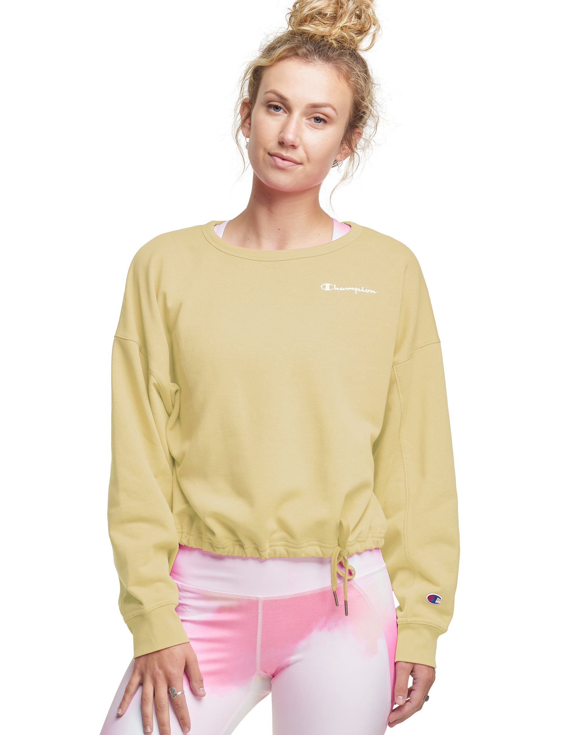 Champion Womens Campus French Terry Cropped Crew, L, Melted Butter Yellow -  Walmart.com